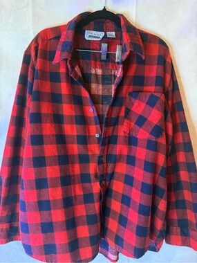 Premier Red and Blue Plaid Button-Down Casual Shirt